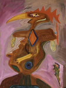 2B-3487-AEROPLANE-BIRD,-30-in.X40-in.-Acrylic-on-Canvas-