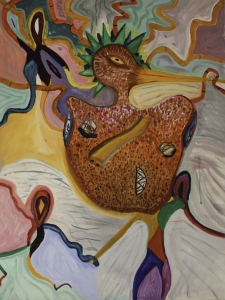 5B-3546-83-BIRD-MASK,-30-in.X40-in.-Acrylic-on-Canvas