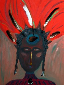 7S BS10 PHEASANT OSPREY WOMAN 30in.X40in. Acrylic Mixed Media on Canvas
